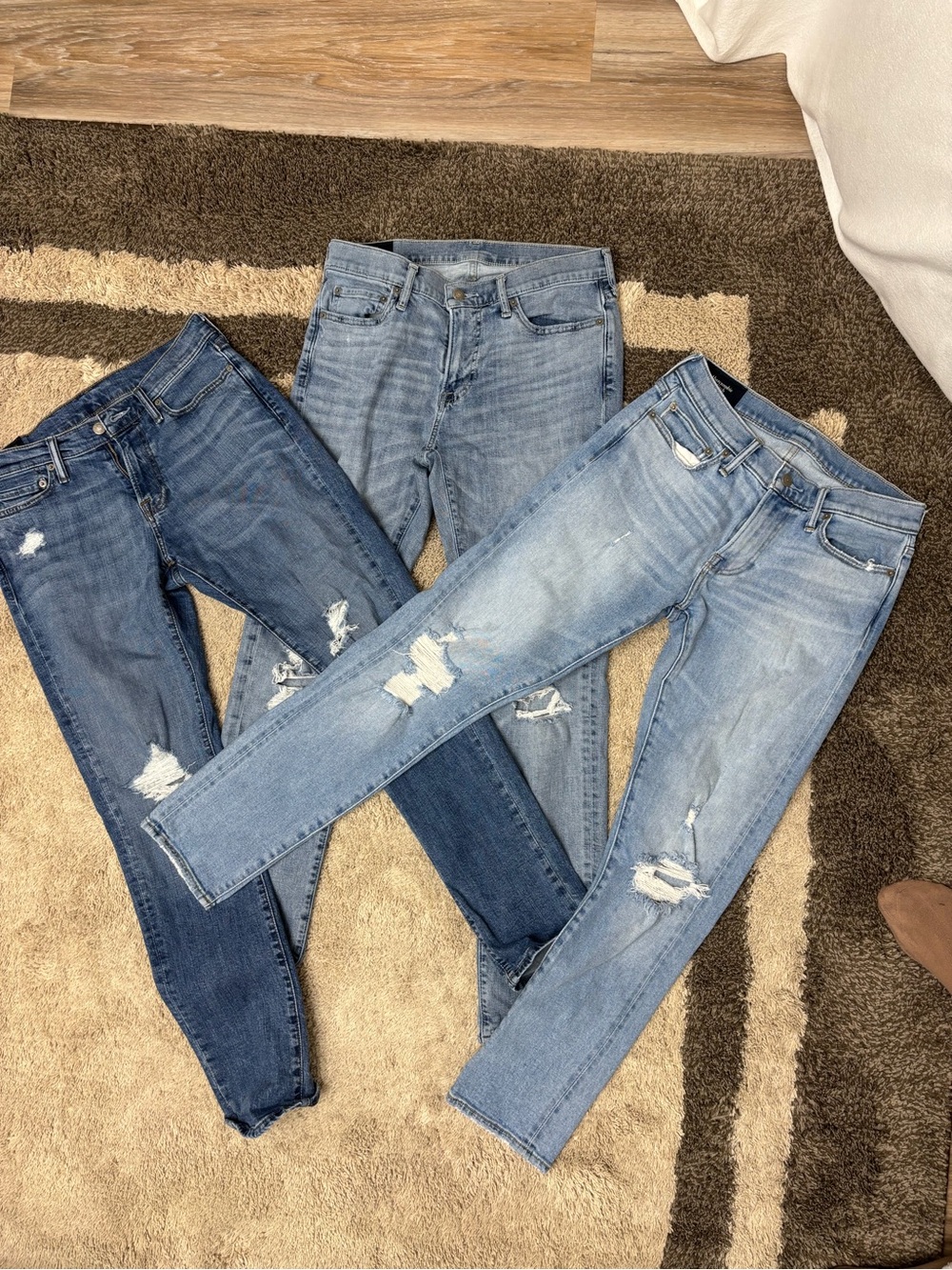 Abercrombie & Fitch Men's Light and Medium Blue Slim Straight Jeans Duo